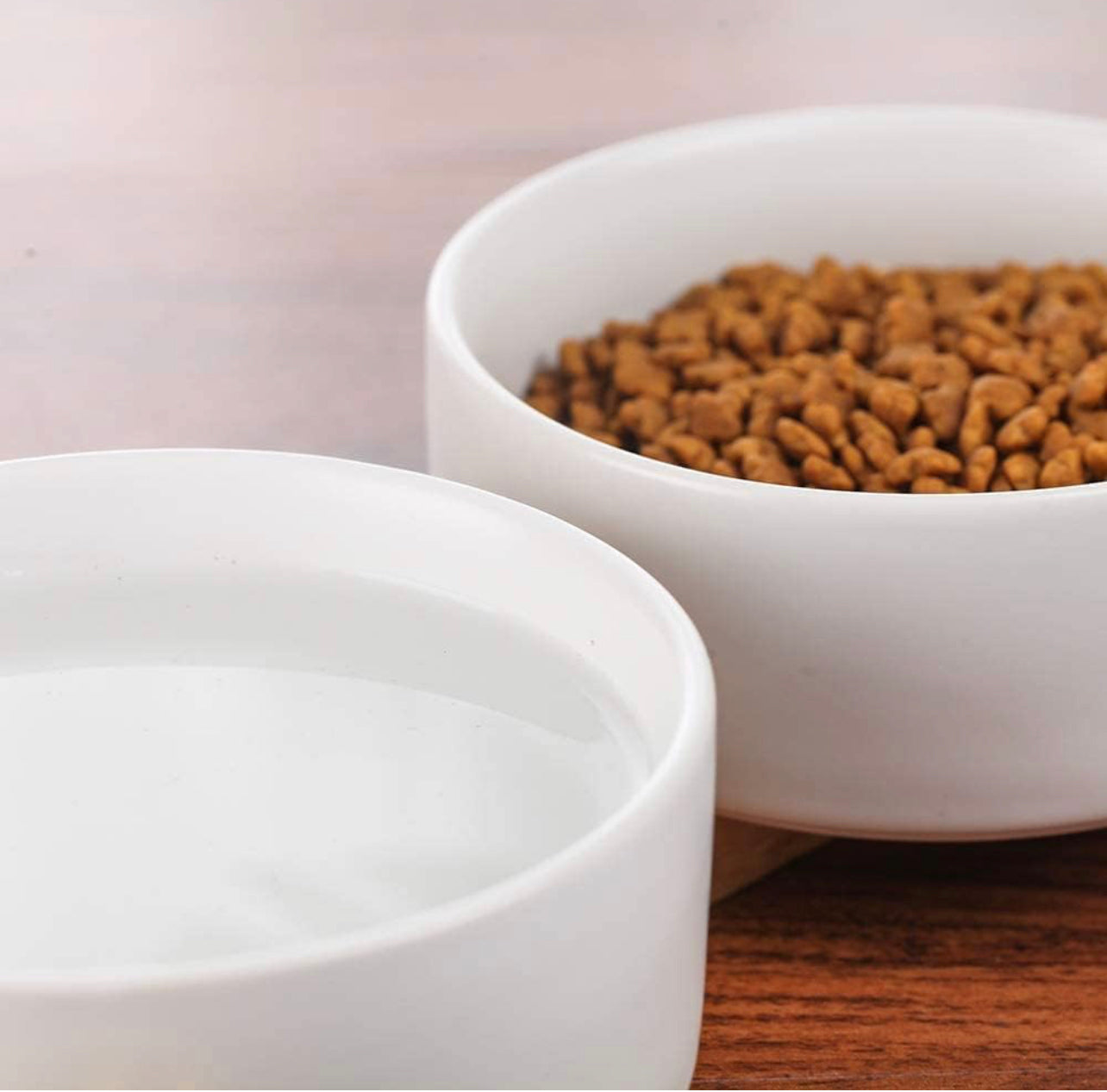 White Ceramic Pet Feeder - Two Bowls and Stand