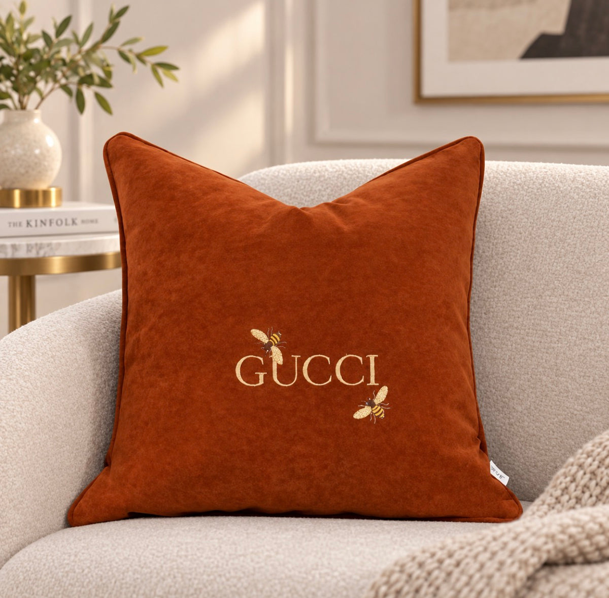 Burnt Orange Bee Cushion