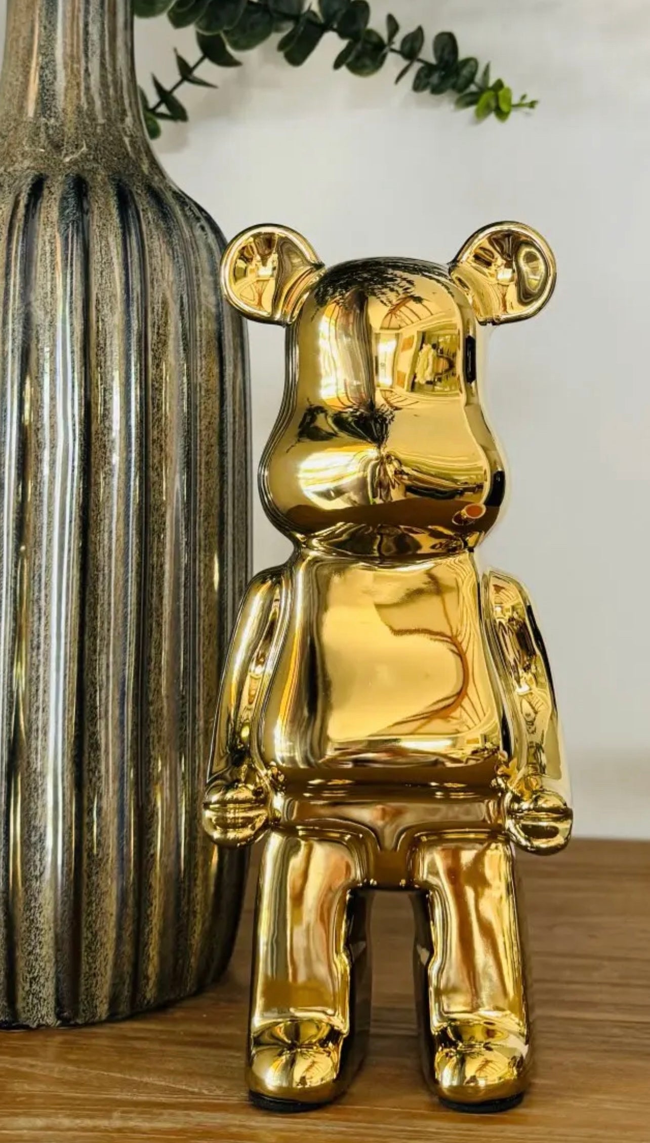GOLD bear brick piggy bank ceramic sculpture