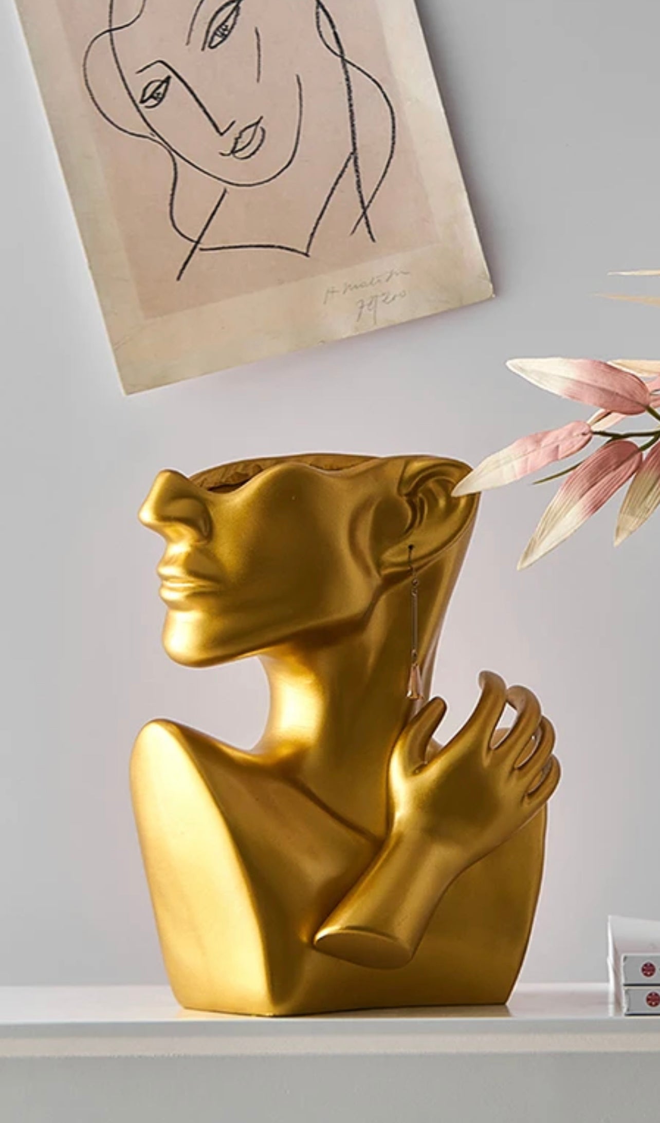 Gold Large Face Vase