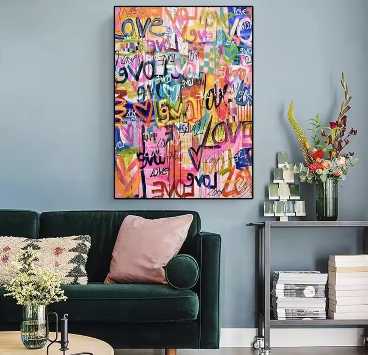 LOVE LOVE LOVE Cotton Canvas Poster