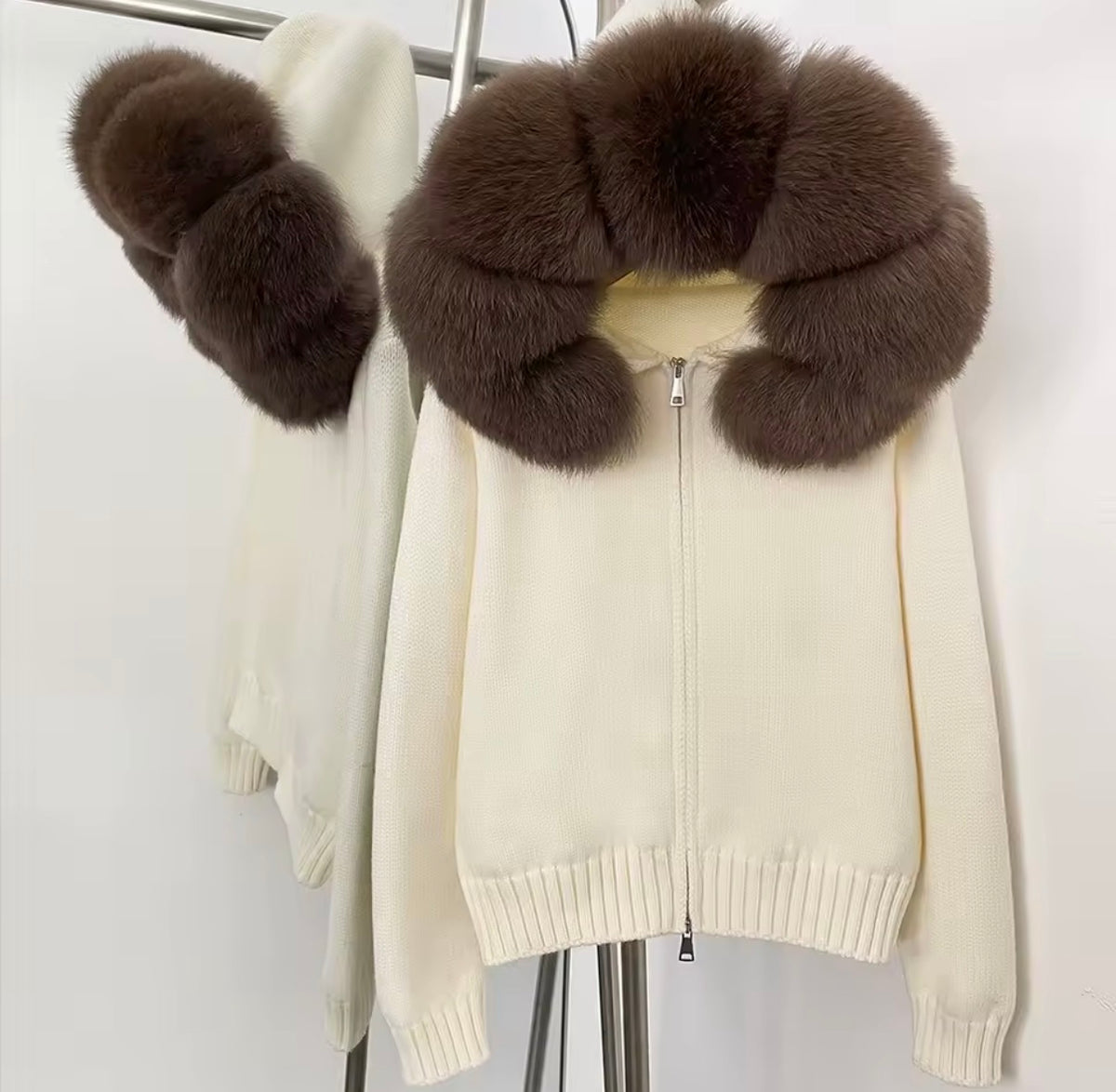 Cream Luxury Fur Cardigan