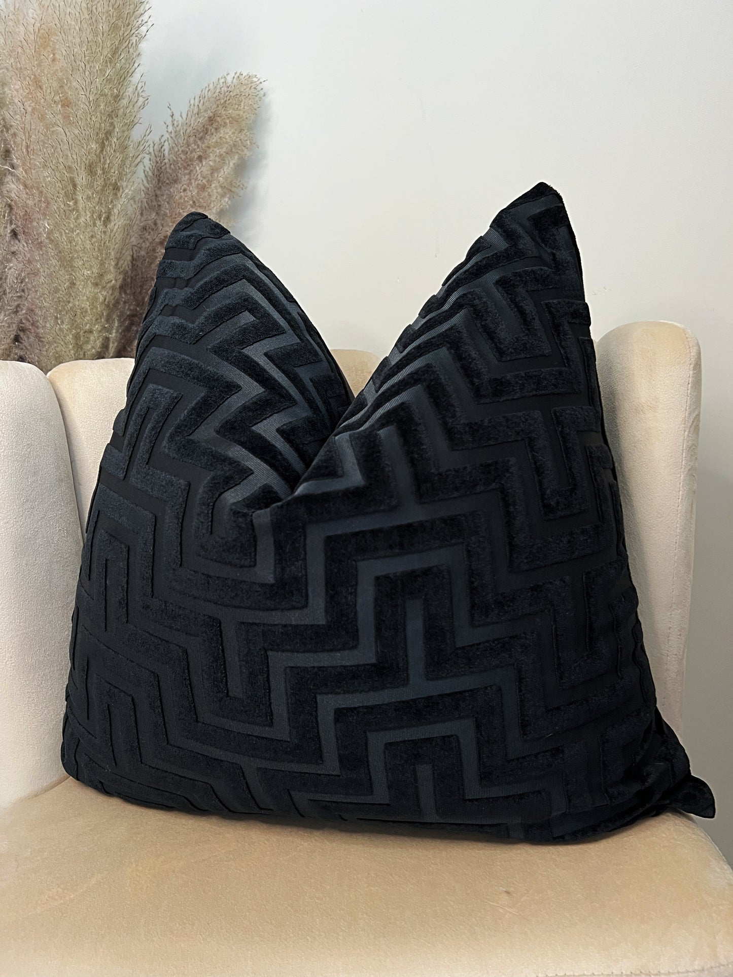 Black Velvet Jacquard Cushion Cover