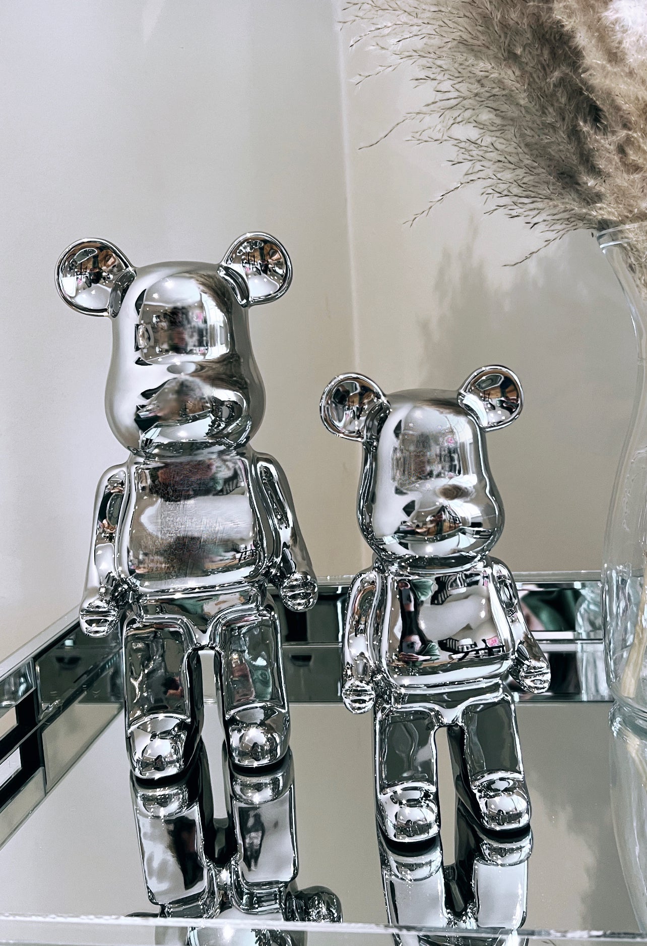 SILVER bear brick piggy bank ceramic sculpture