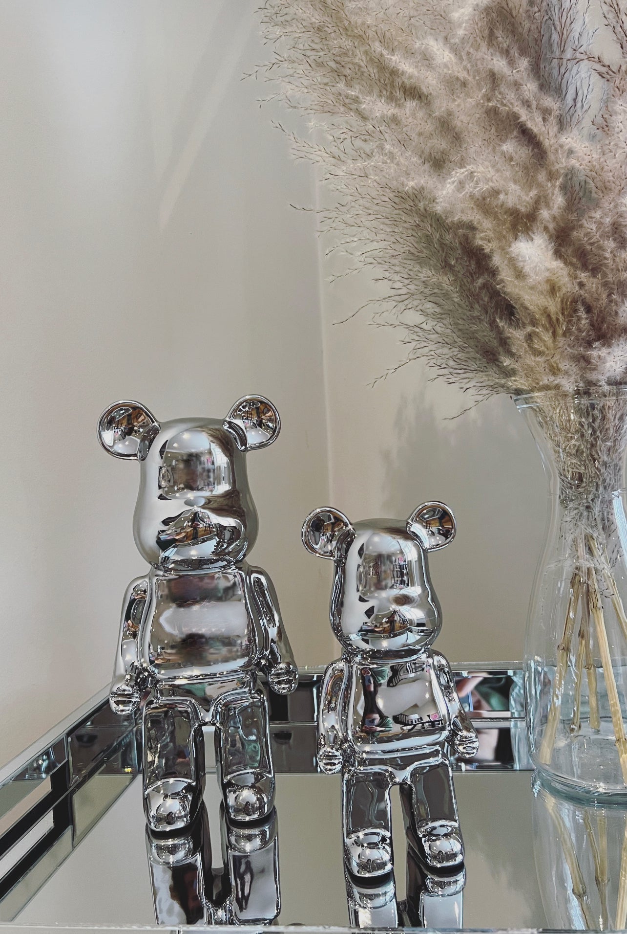 SILVER bear brick piggy bank ceramic sculpture