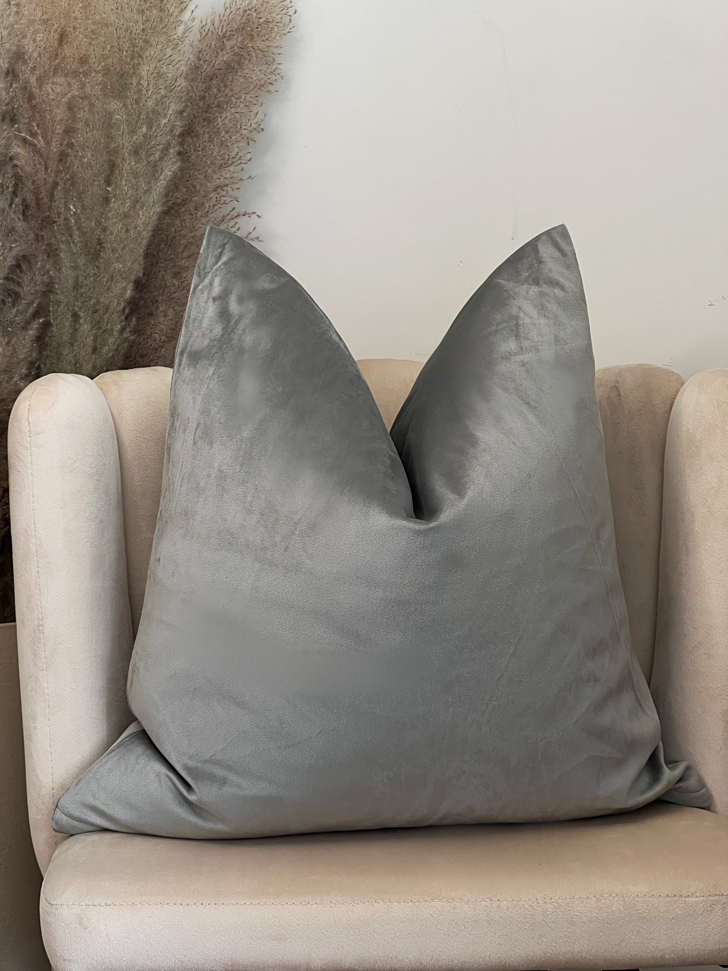 Grey suede cushions best sale