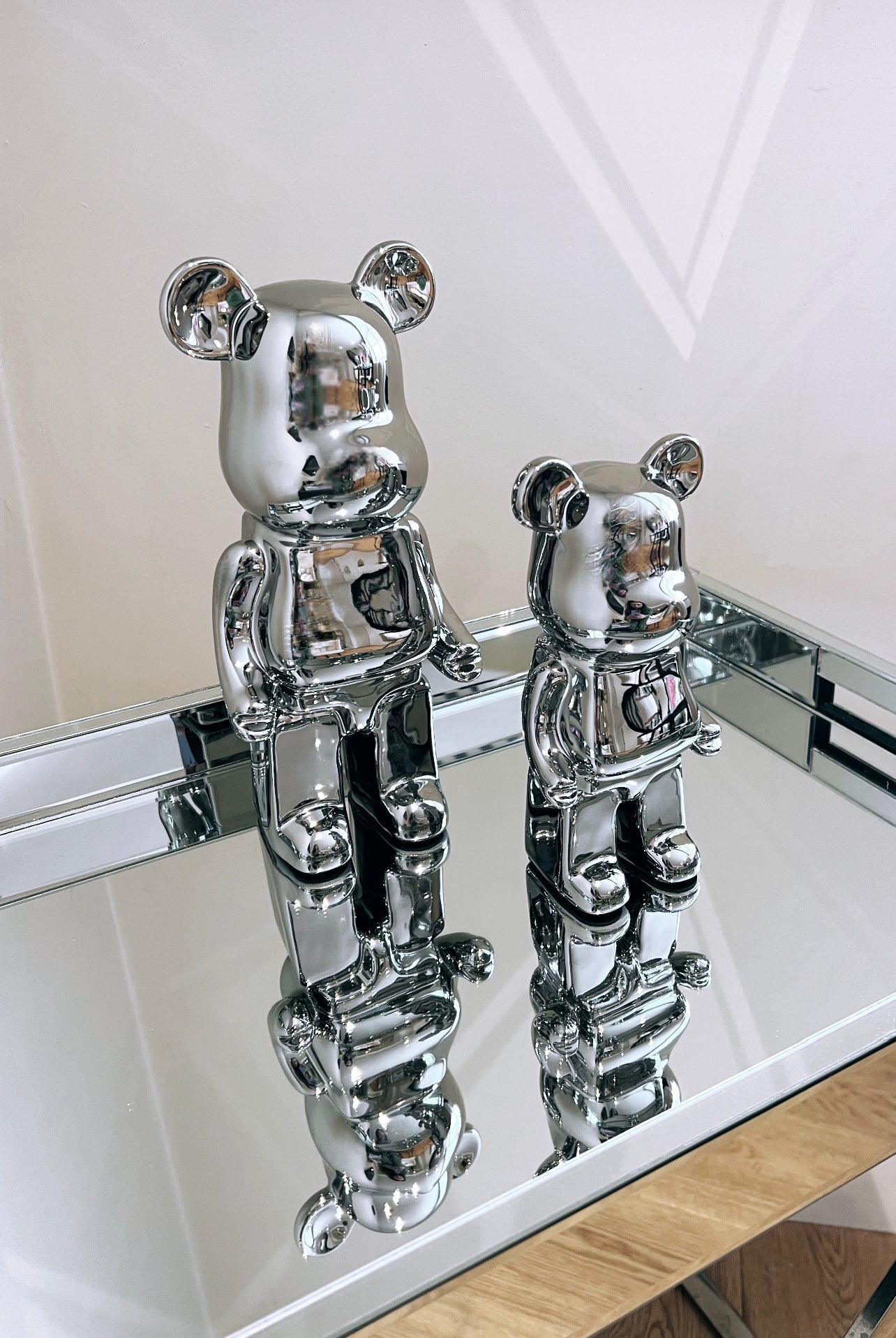 SILVER bear brick piggy bank ceramic sculpture