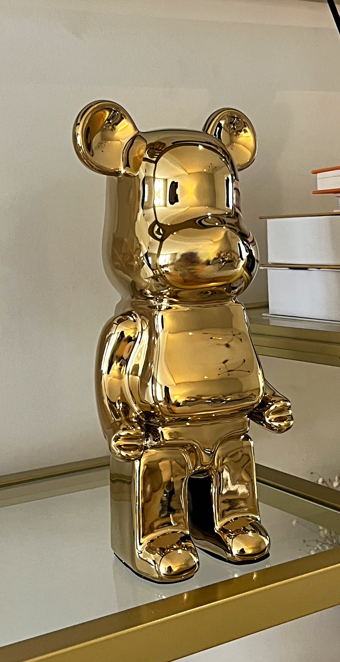GOLD bear brick piggy bank ceramic sculpture