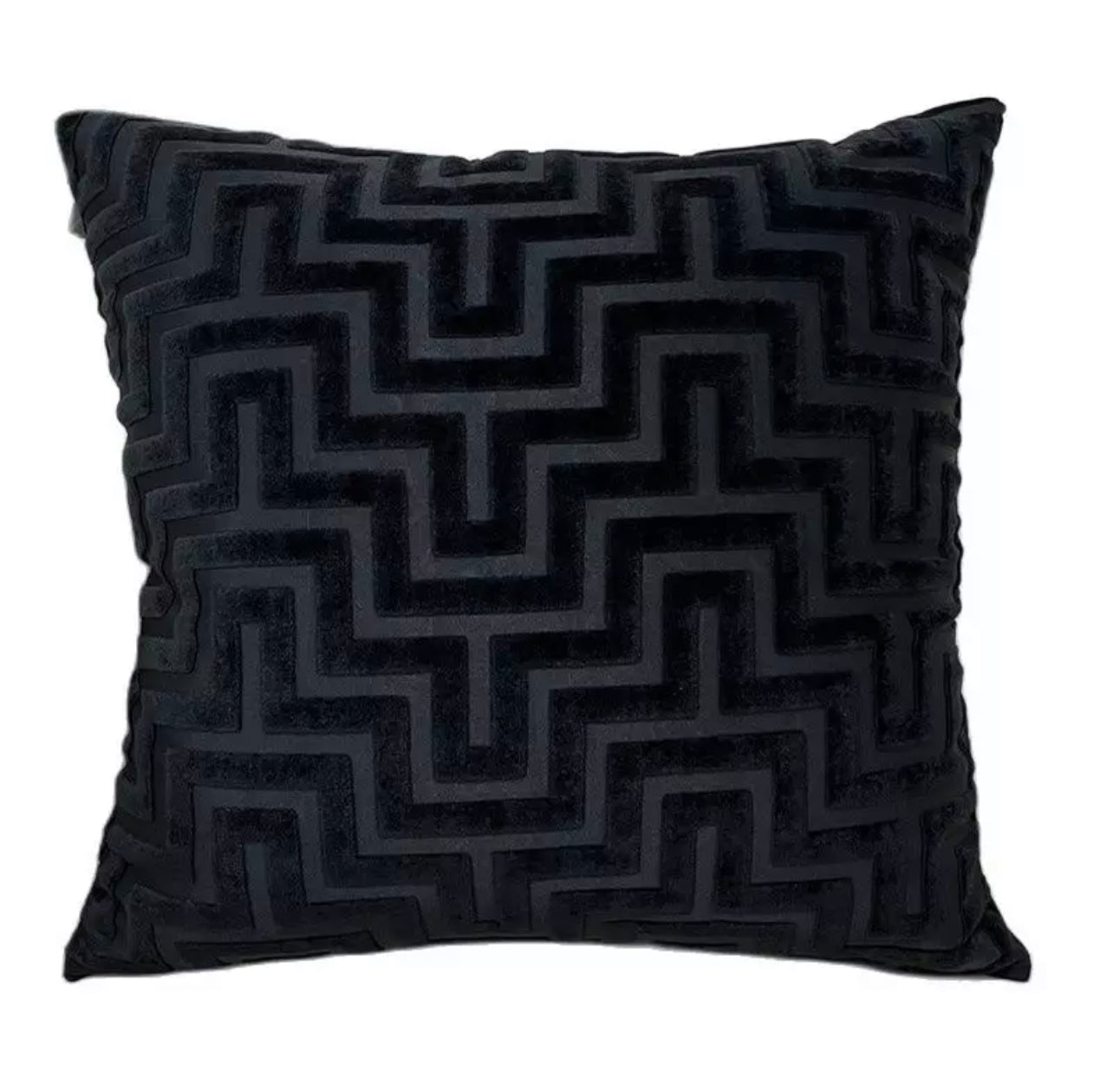 Duck Feather Black Velvet Jacquard Cushion