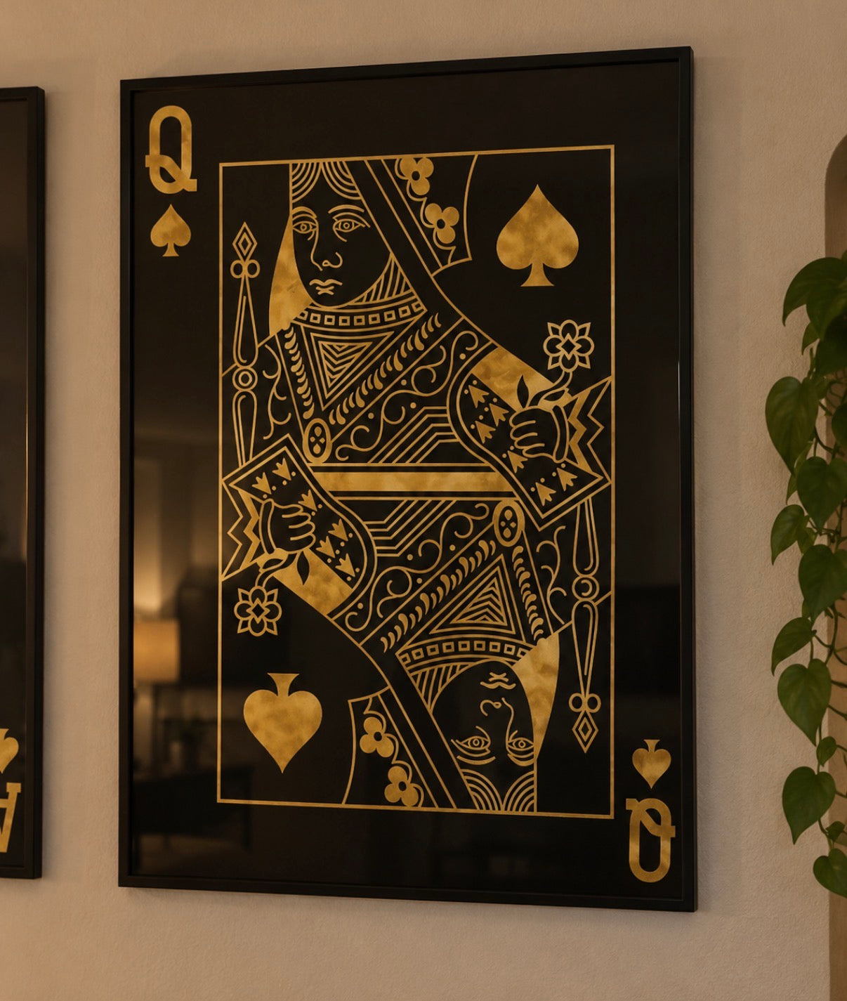 Black and Gold King, Queen and Ace Cotton Canvas Pictures