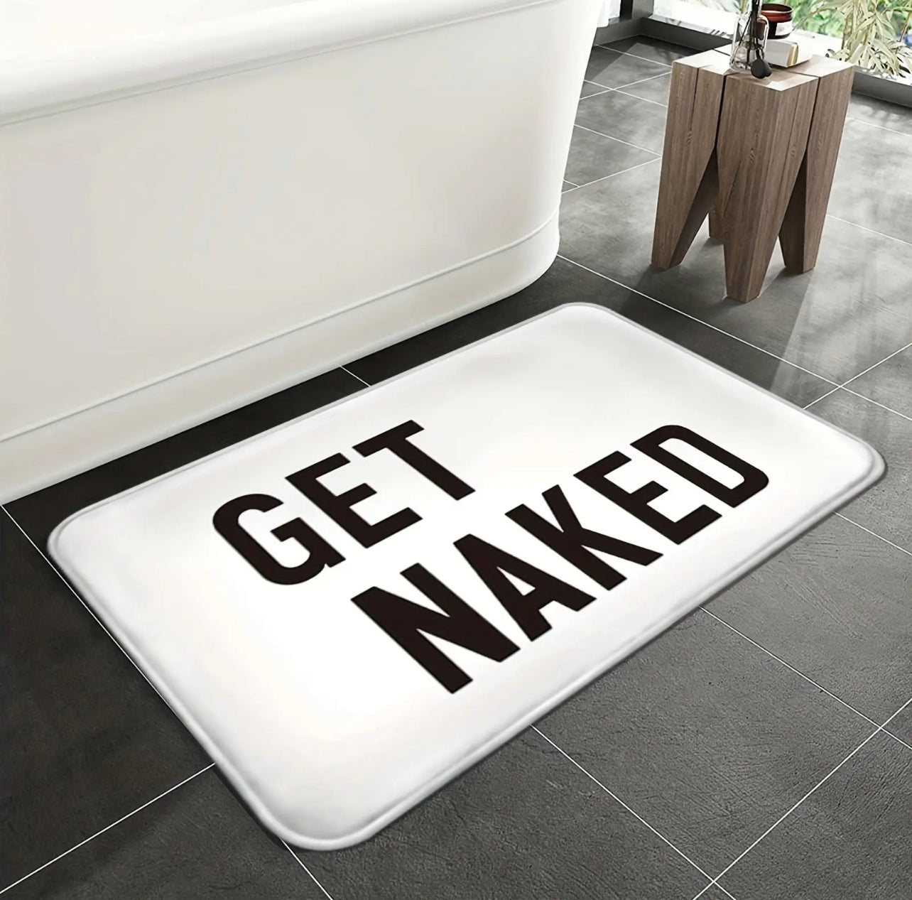 Black and White Get Naked Bath Mat