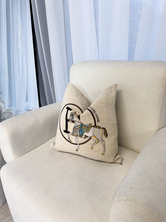 Duck Feather Cream Horse Cushion