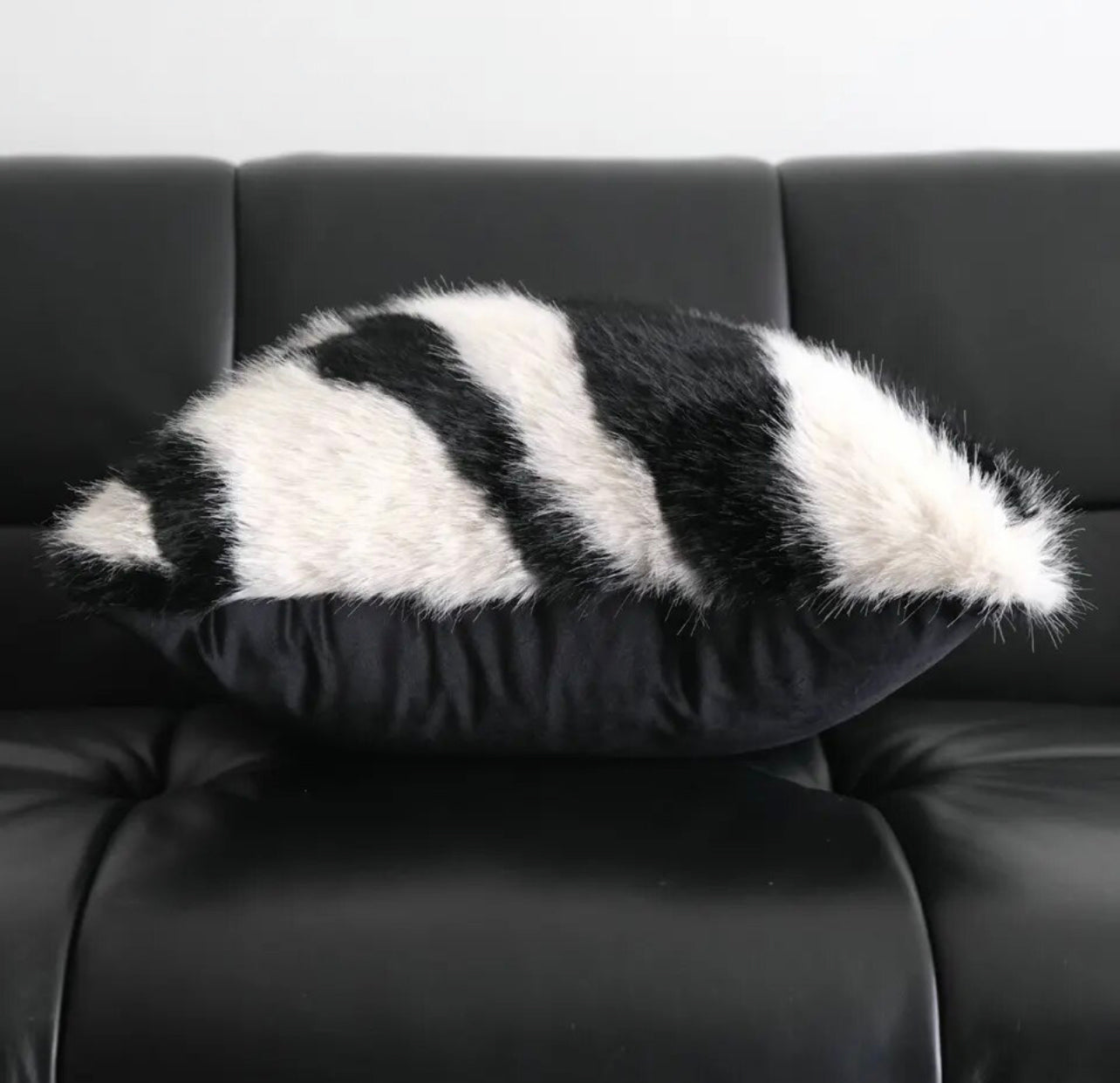 Faux Fur Black and White Cushion Cover