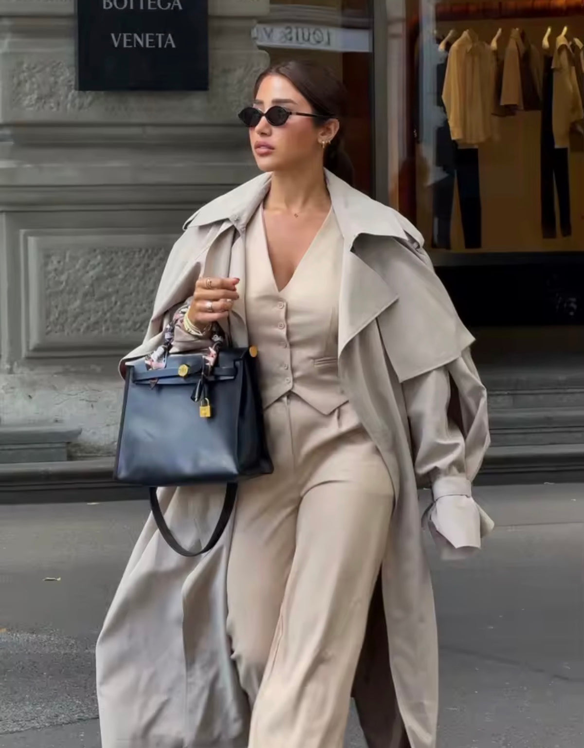 Beige Longline Trench Coat Mac