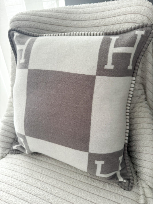 Grey H Cashmere Cushion Cover