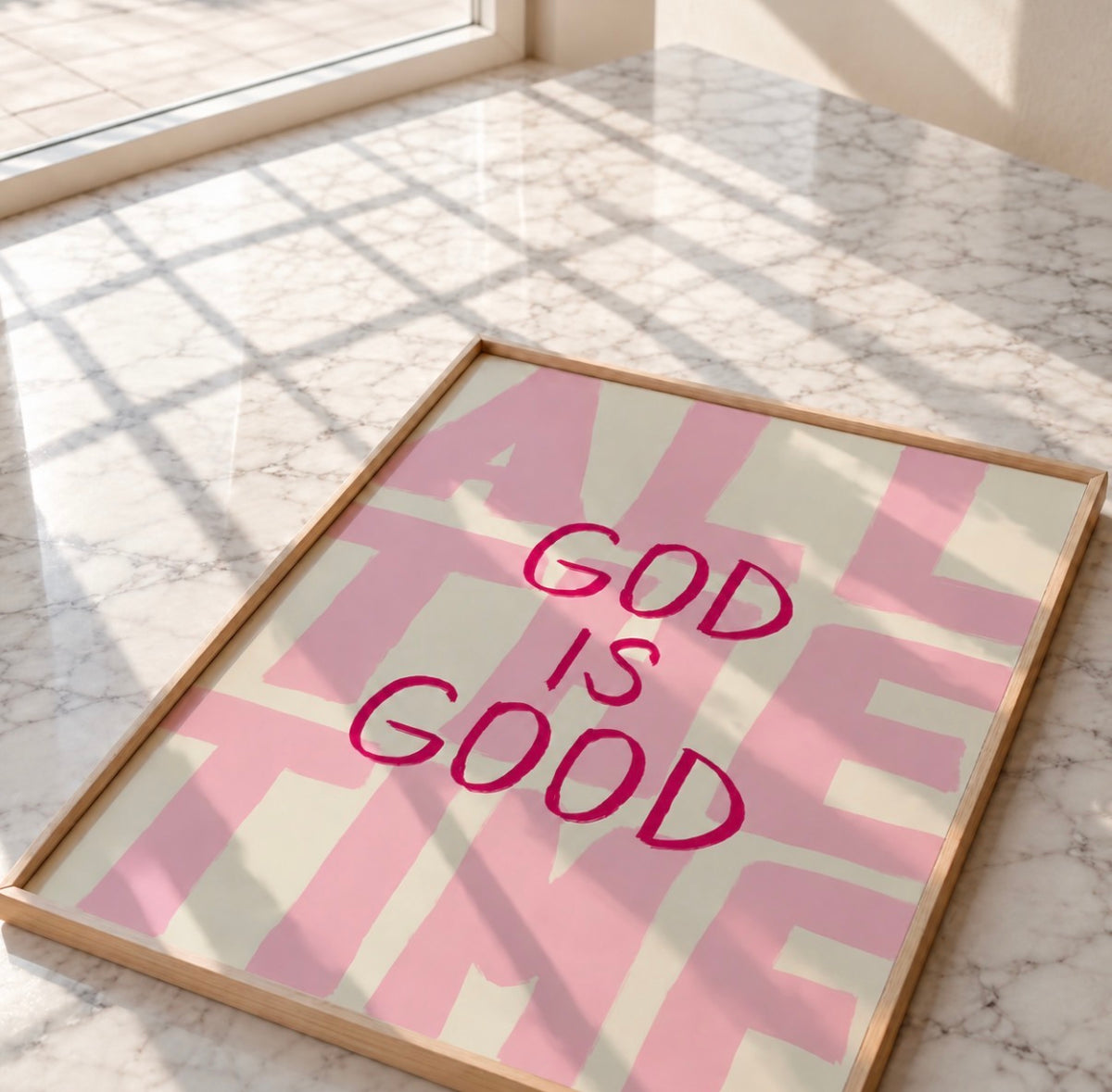 God is Good Pink Cotton Canvas Print