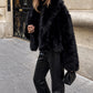 Faux Black Fur Coat