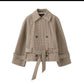 Check Belted Double Breasted Jacket