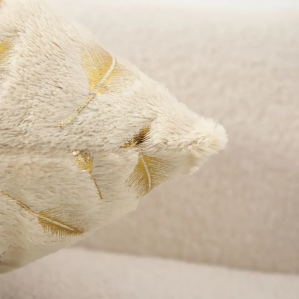 Gold Feather Soft Touch Cushion Cover