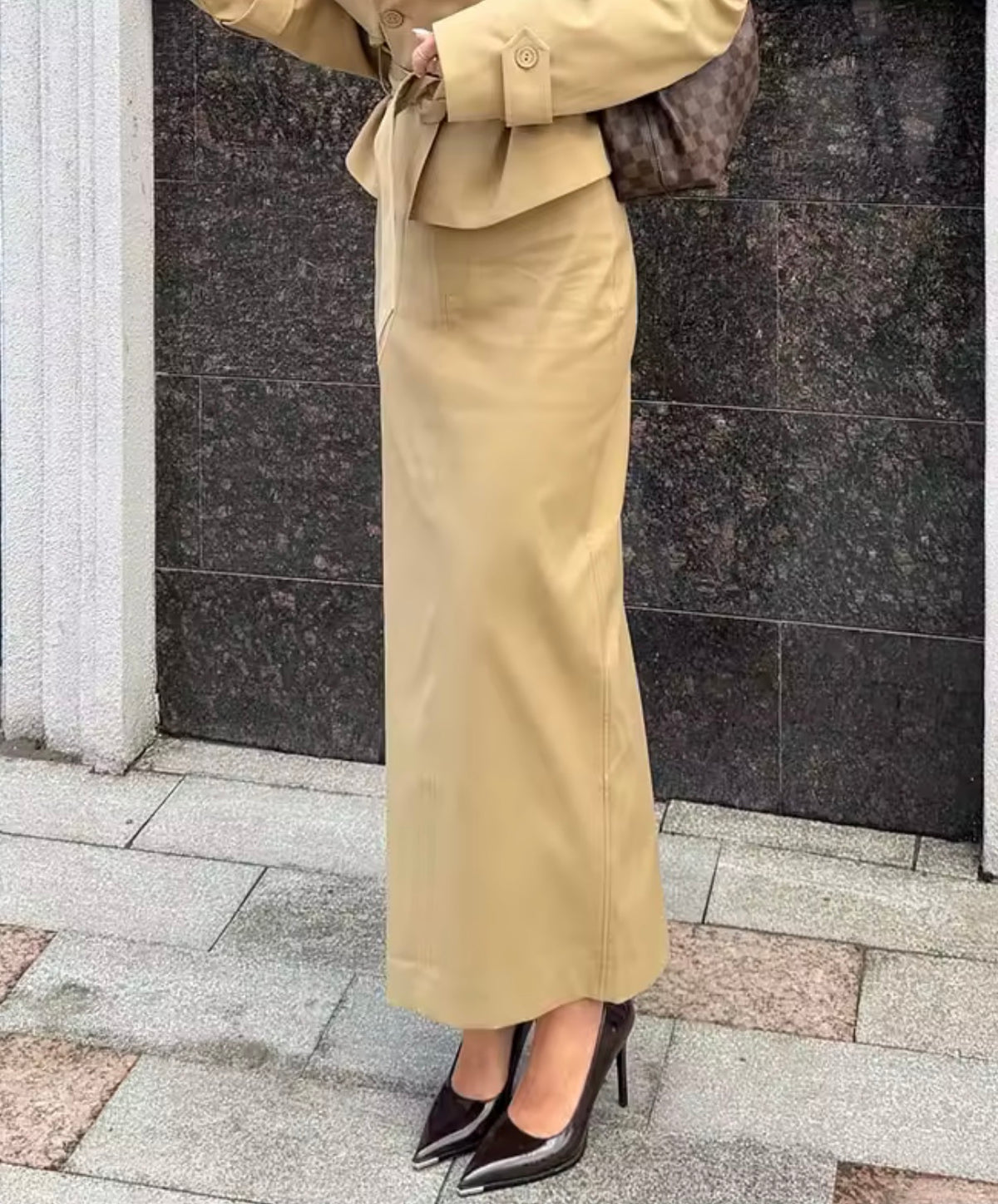 Trench Two Piece Belted Jacket & Maxi Skirt Set