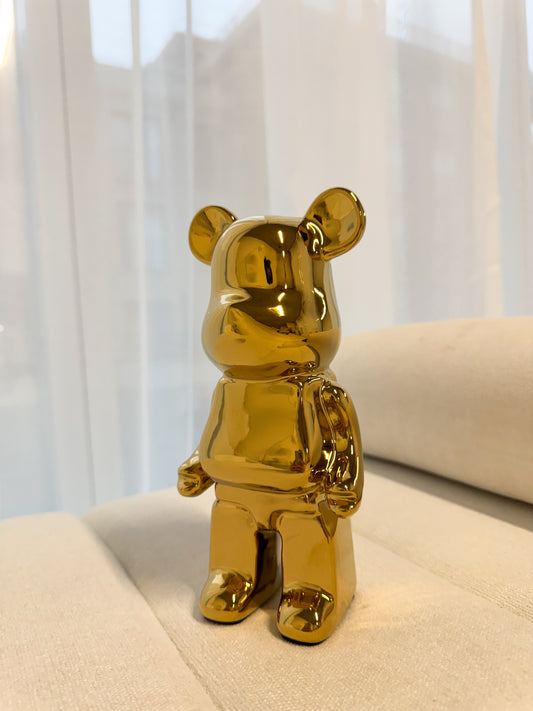 GOLD bear brick piggy bank ceramic sculpture