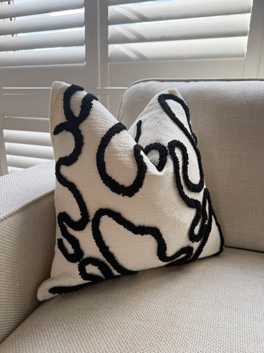 Duck Feather Filled Black and White Teddy Cushion