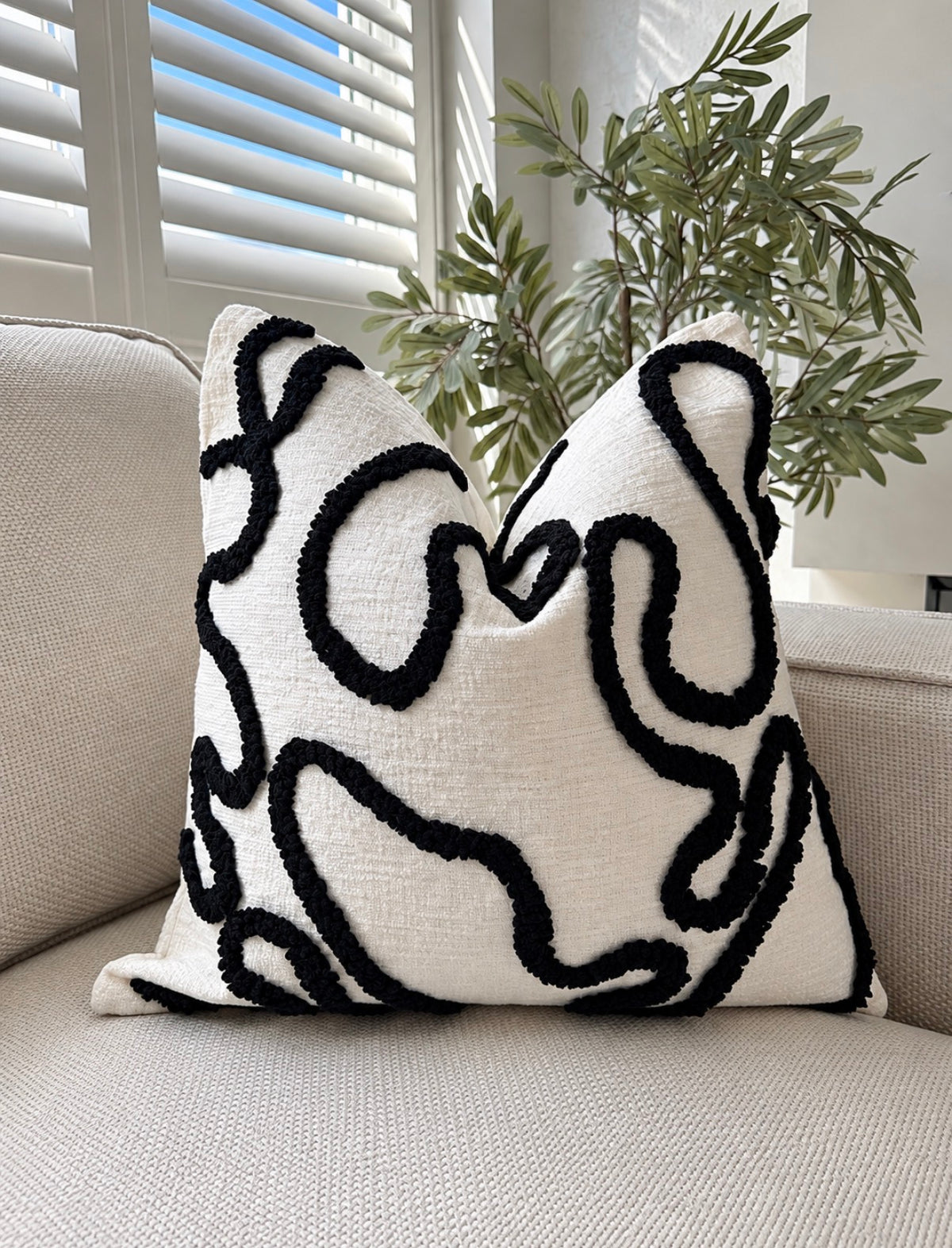 Duck Feather Filled Black and White Teddy Cushion
