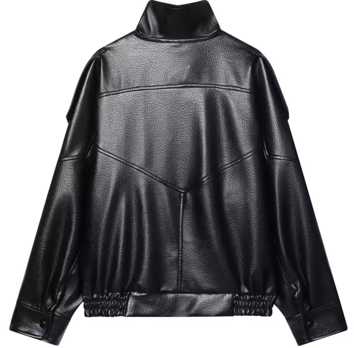 Funnel Faux Leather Jacket