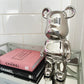 SILVER bear brick piggy bank ceramic sculpture