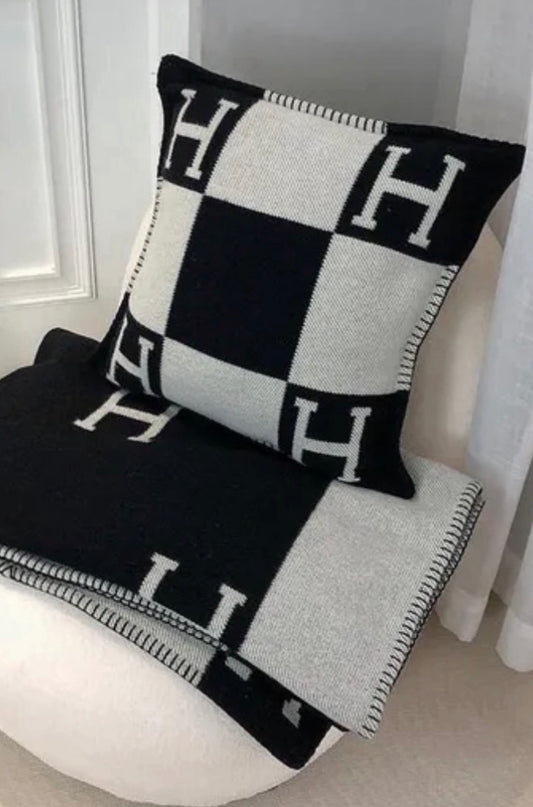 Black H Cashmere Cushion