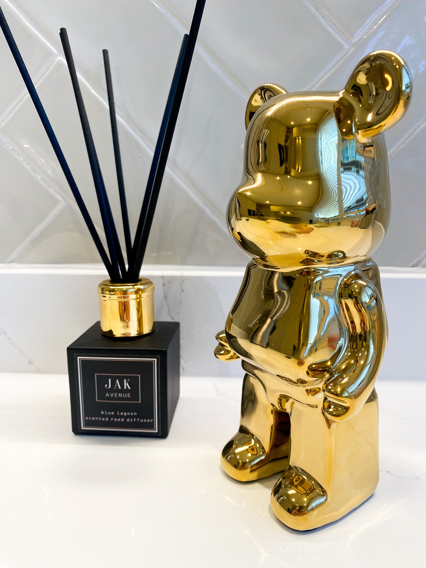 GOLD bear brick piggy bank ceramic sculpture