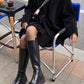 Black Knee High Chunky Chelsea Boots