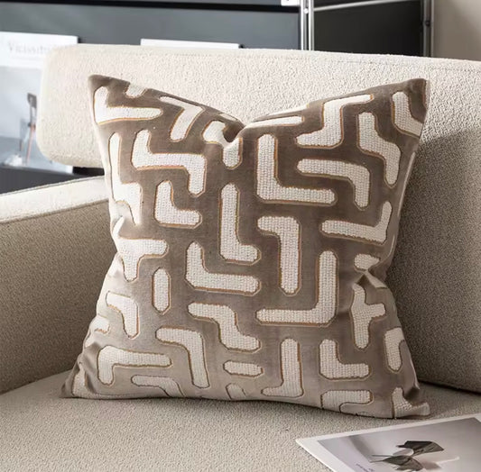 Duck Feather Beige and White GiGi Cushion