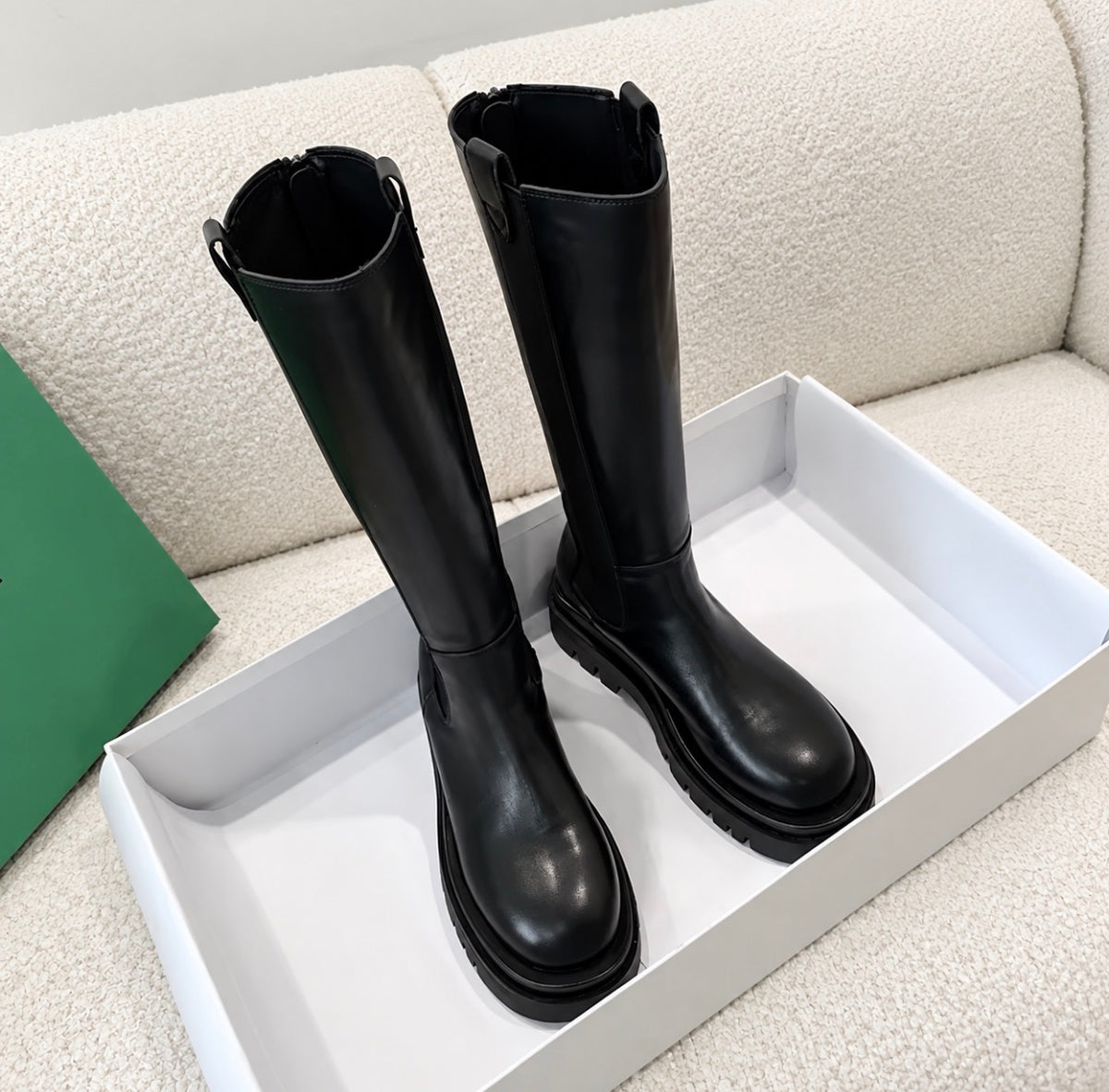 Black Knee High Chunky Chelsea Boots