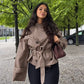 Check Belted Double Breasted Jacket