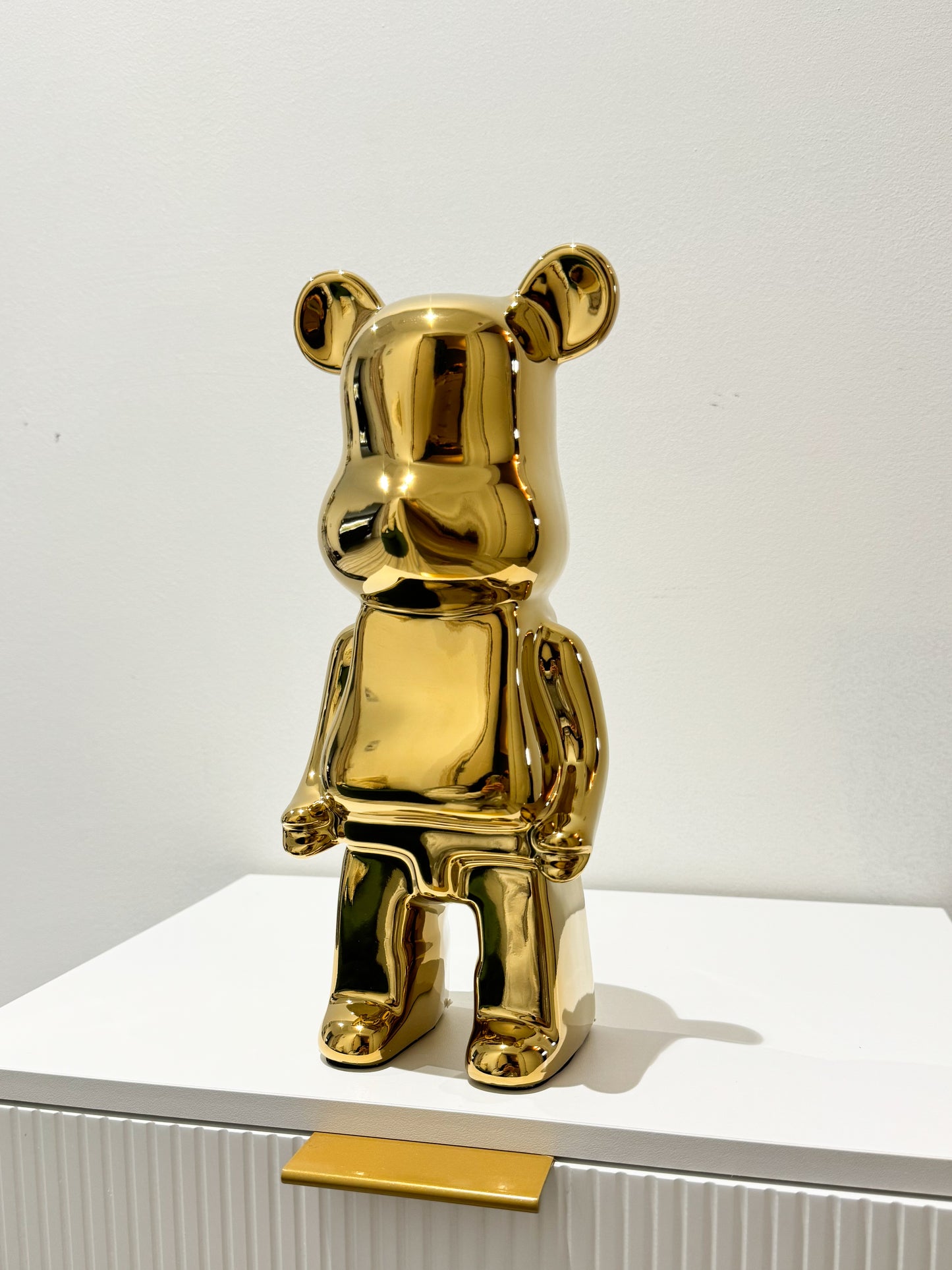 GOLD bear brick piggy bank ceramic sculpture