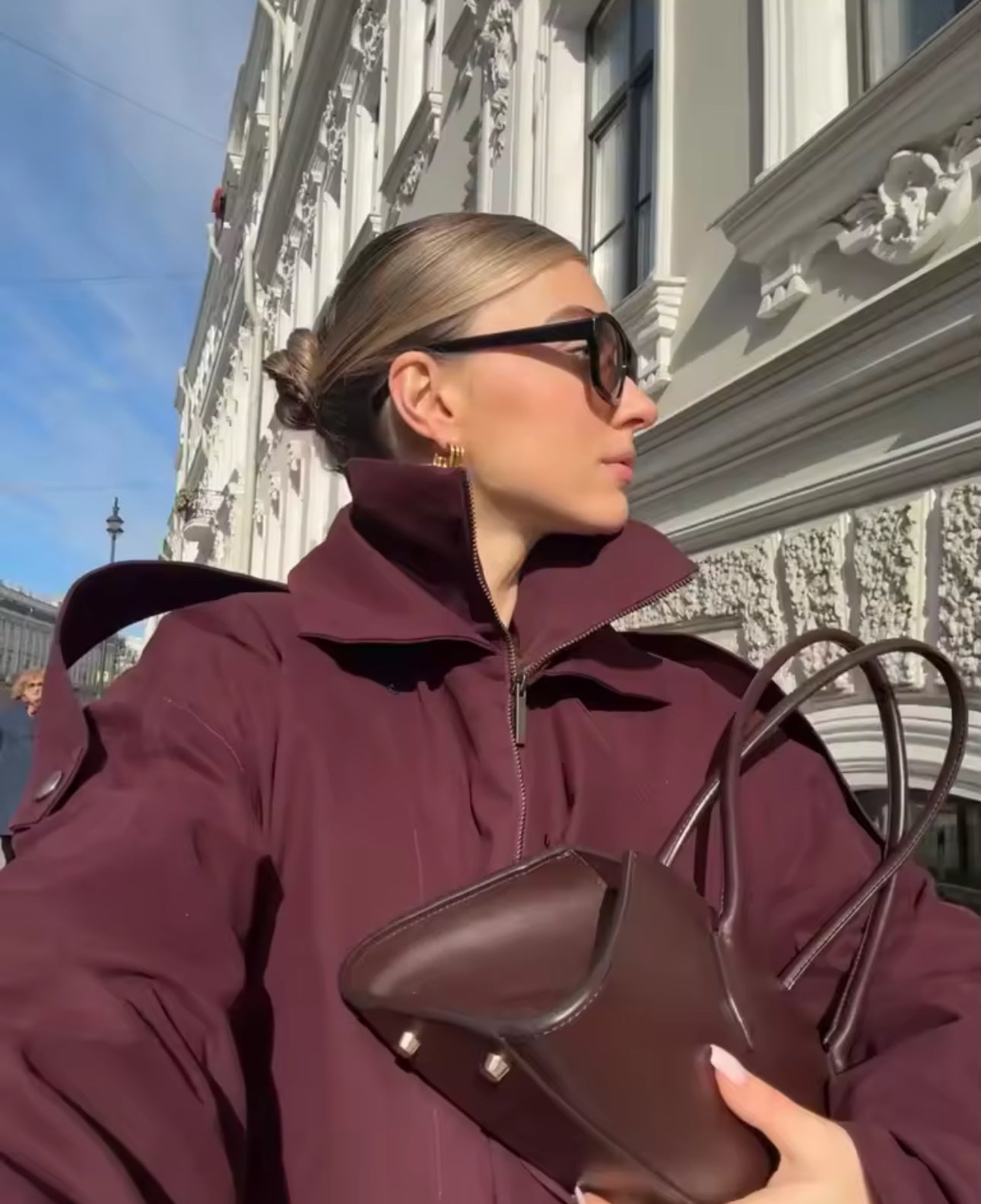 Wine Red Collar Overcoat