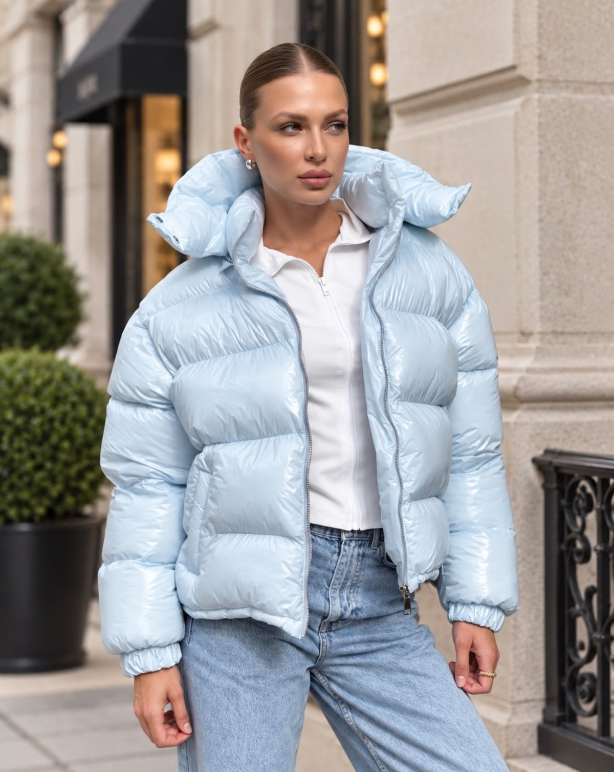 Glossy Puffer Coat