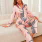 Rose Leopard Satin Pyjamas Set