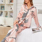 Rose Leopard Satin Pyjamas Set