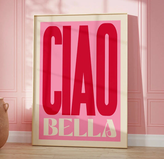 PINK Ciao Bella Cotton Canvas Wall Print