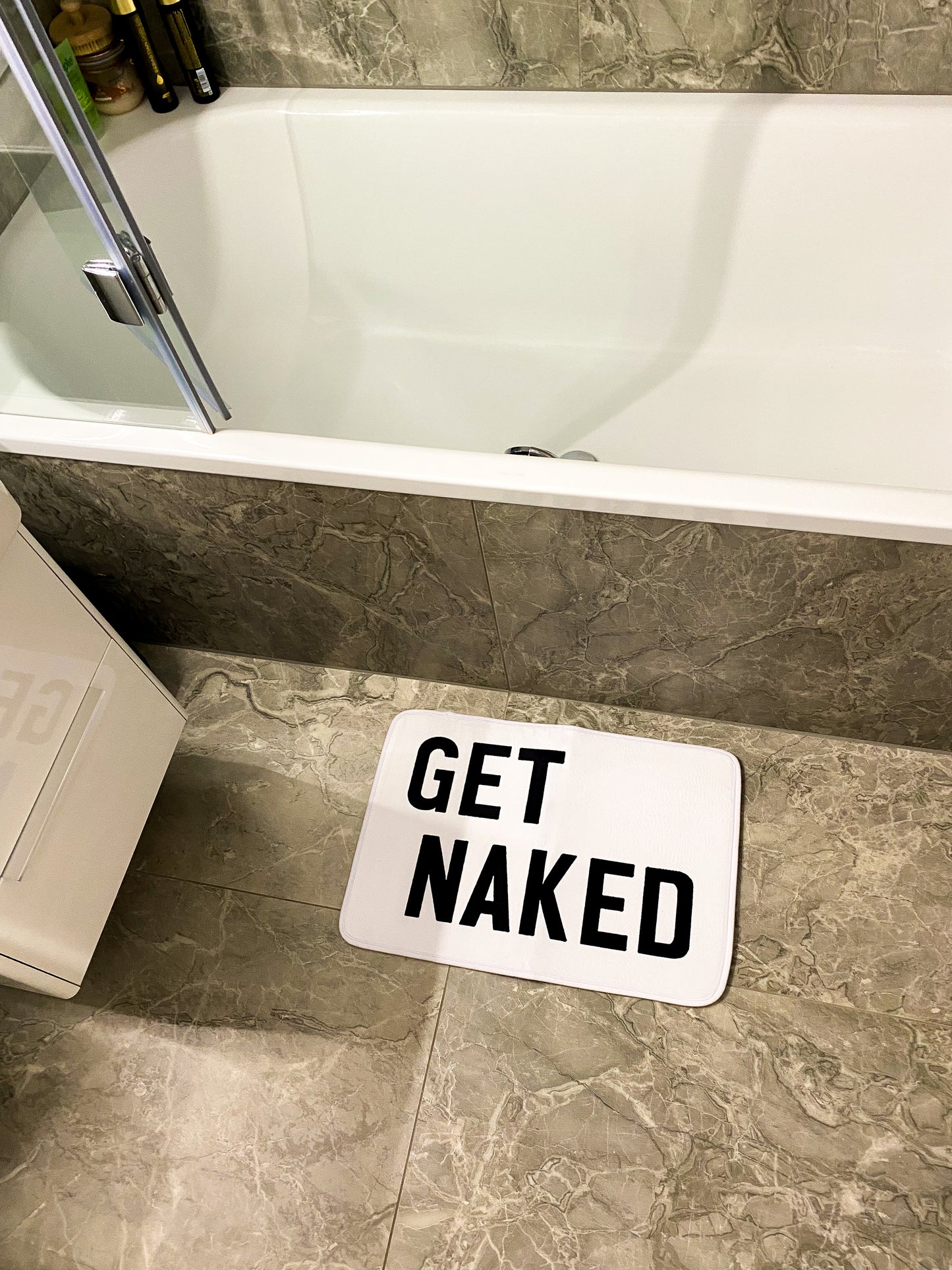 Black and White Get Naked Bath Mat