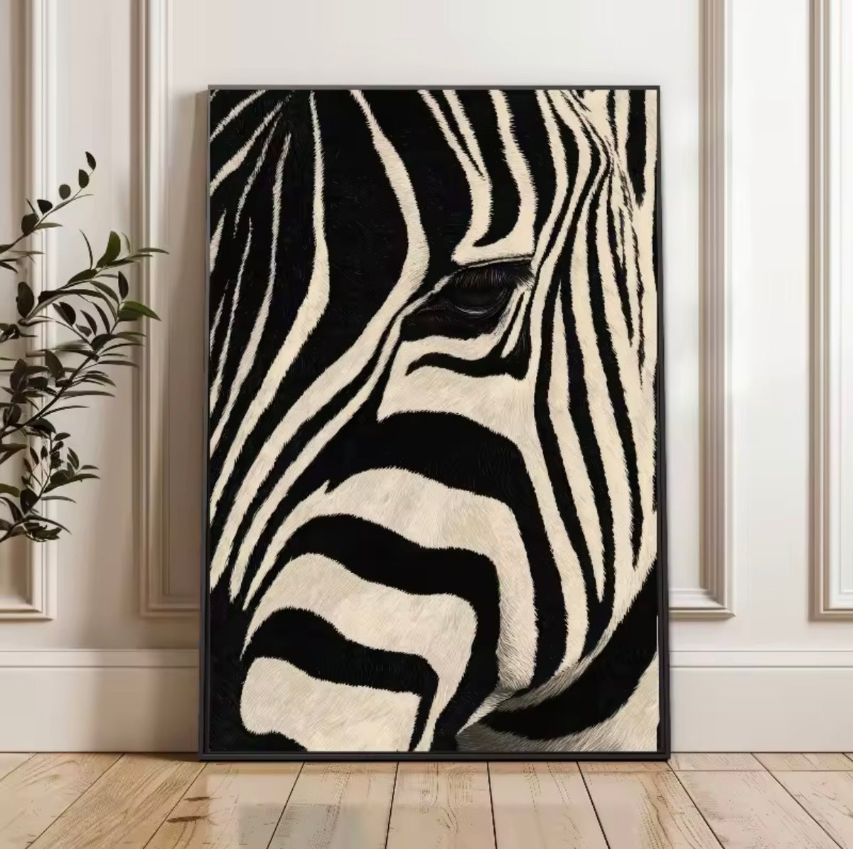 Black and White Zebra Cotton Canvas Picture