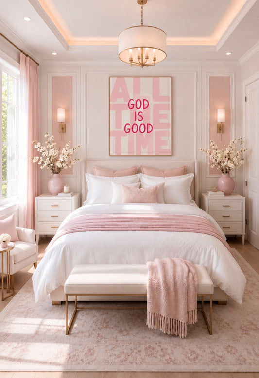 God is Good Pink Cotton Canvas Print