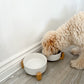 White Ceramic Pet Feeder - Two Bowls and Stand