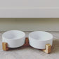 White Ceramic Pet Feeder - Two Bowls and Stand