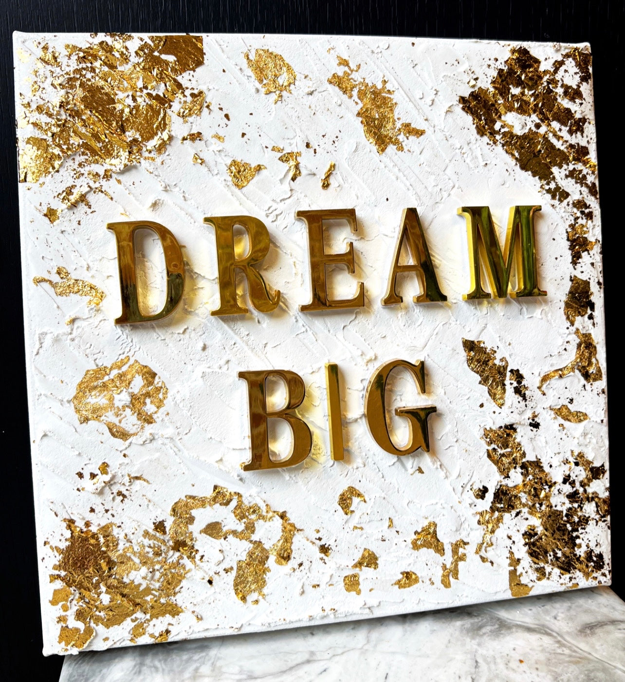 3D textured gold “Dream Big” Canvas