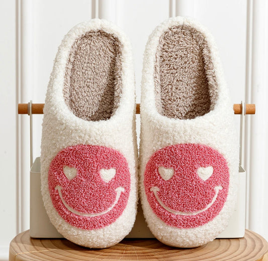 Pink and White Smile Slippers