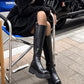 Black Knee High Chunky Chelsea Boots