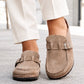 Nude Mule Clog Buckle Shoes